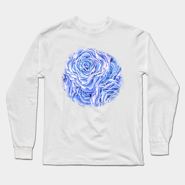 Light Blue Rose Long Sleeve T-Shirt by Klssaginaw